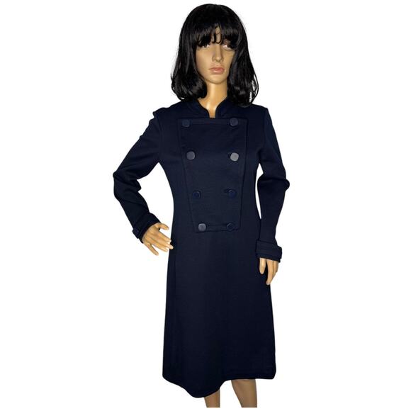 Vintage Navy double breasted pop over dress military style medium - Picture 5 of 13